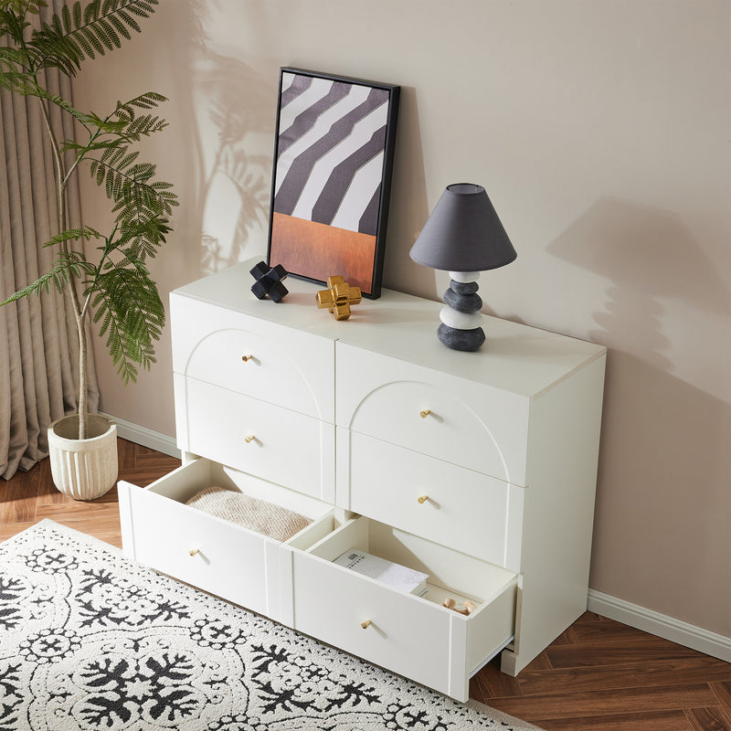 Commode Blanche Luxueuse et Romantique à 6 Tiroirs avec Design Anti-Humidité URGID
