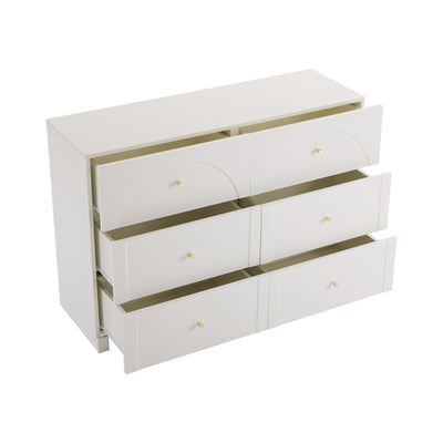 Commode Blanche Luxueuse et Romantique à 6 Tiroirs avec Design Anti-Humidité URGID