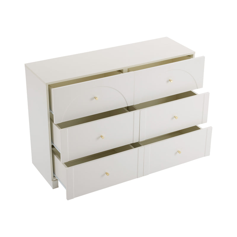 Commode Blanche Luxueuse et Romantique à 6 Tiroirs avec Design Anti-Humidité URGID
