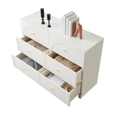 Commode Blanche Luxueuse et Romantique à 6 Tiroirs avec Design Anti-Humidité URGID