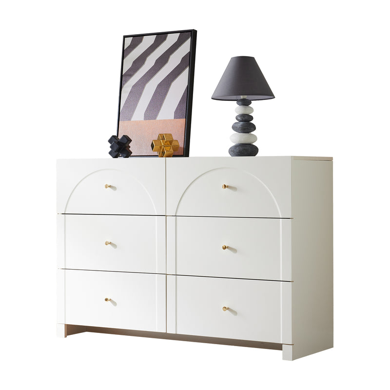 Commode Blanche Luxueuse et Romantique à 6 Tiroirs avec Design Anti-Humidité URGID