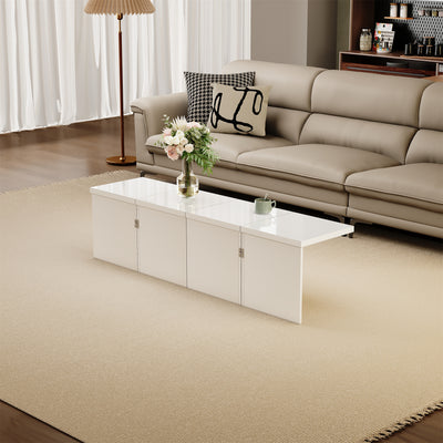 Ensemble de Tables Basses Modulables DIY Blanches Haute Brillance en Panneaux de Particules (81x81x40cm) UVVEDS