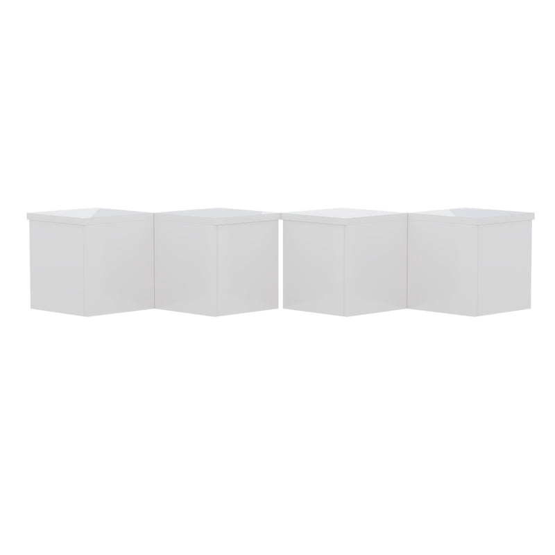 Ensemble de Tables Basses Modulables DIY Blanches Haute Brillance en Panneaux de Particules (81x81x40cm) UVVEDS
