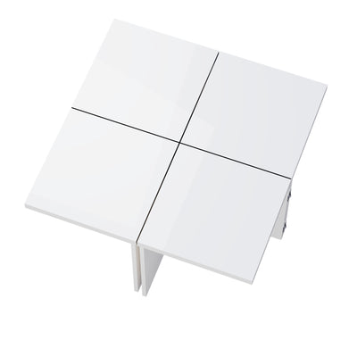 Ensemble de Tables Basses Modulables DIY Blanches Haute Brillance en Panneaux de Particules (81x81x40cm) UVVEDS
