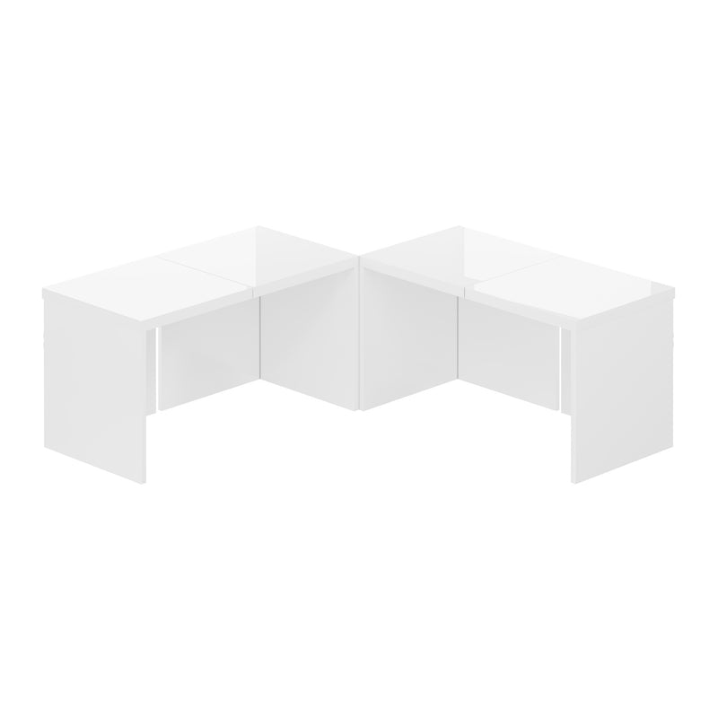 Ensemble de Tables Basses Modulables DIY Blanches Haute Brillance en Panneaux de Particules (81x81x40cm) UVVEDS