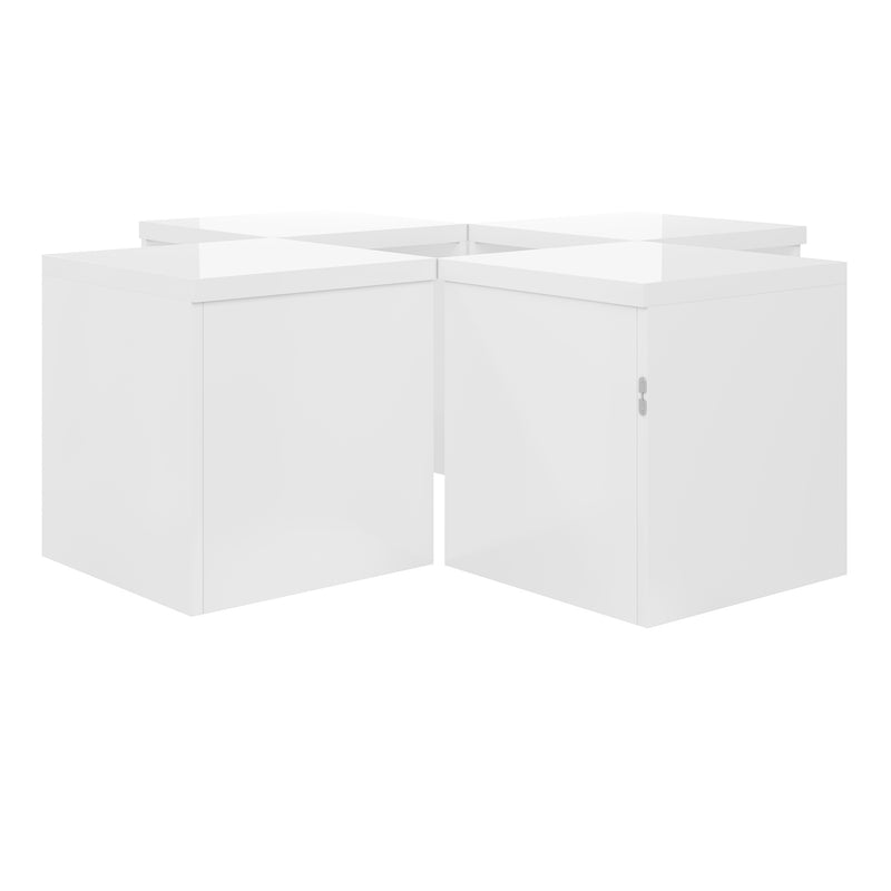 Ensemble de Tables Basses Modulables DIY Blanches Haute Brillance en Panneaux de Particules (81x81x40cm) UVVEDS