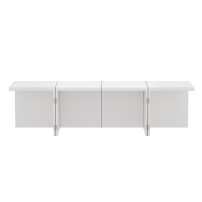 Ensemble de Tables Basses Modulables DIY Blanches Haute Brillance en Panneaux de Particules (81x81x40cm) UVVEDS