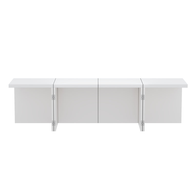 Ensemble de Tables Basses Modulables DIY Blanches Haute Brillance en Panneaux de Particules (81x81x40cm) UVVEDS