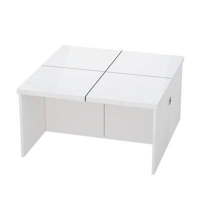Ensemble de Tables Basses Modulables DIY Blanches Haute Brillance en Panneaux de Particules (81x81x40cm) UVVEDS