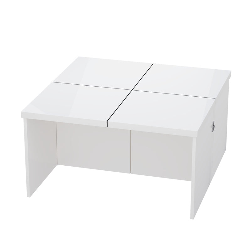 Ensemble de Tables Basses Modulables DIY Blanches Haute Brillance en Panneaux de Particules (81x81x40cm) UVVEDS