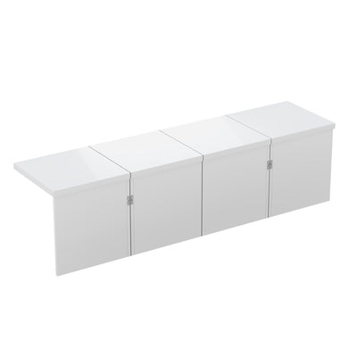 Ensemble de Tables Basses Modulables DIY Blanches Haute Brillance en Panneaux de Particules (81x81x40cm) UVVEDS