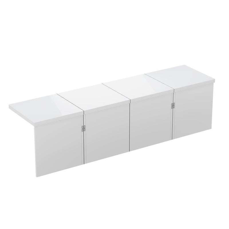 Ensemble de Tables Basses Modulables DIY Blanches Haute Brillance en Panneaux de Particules (81x81x40cm) UVVEDS