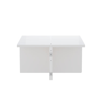 Ensemble de Tables Basses Modulables DIY Blanches Haute Brillance en Panneaux de Particules (81x81x40cm) UVVEDS