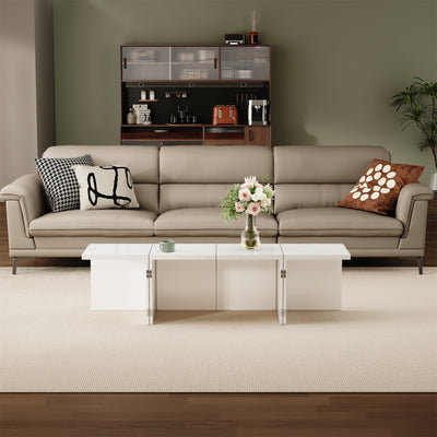 Ensemble de Tables Basses Modulables DIY Blanches Haute Brillance en Panneaux de Particules (81x81x40cm) UVVEDS