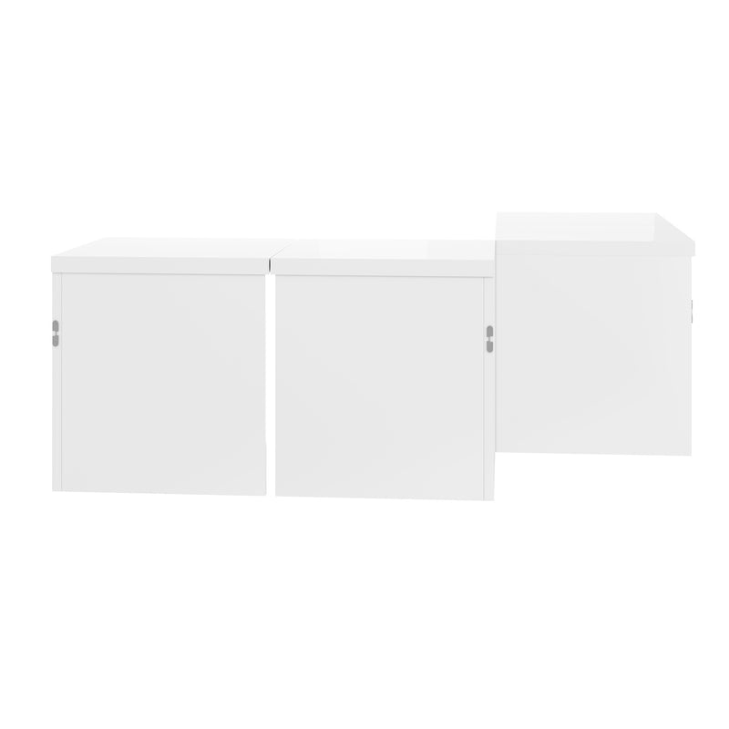 Ensemble de Tables Basses Modulables DIY Blanches Haute Brillance en Panneaux de Particules (81x81x40cm) UVVEDS