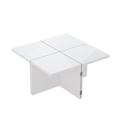 Ensemble de Tables Basses Modulables DIY Blanches Haute Brillance en Panneaux de Particules (81x81x40cm) UVVEDS
