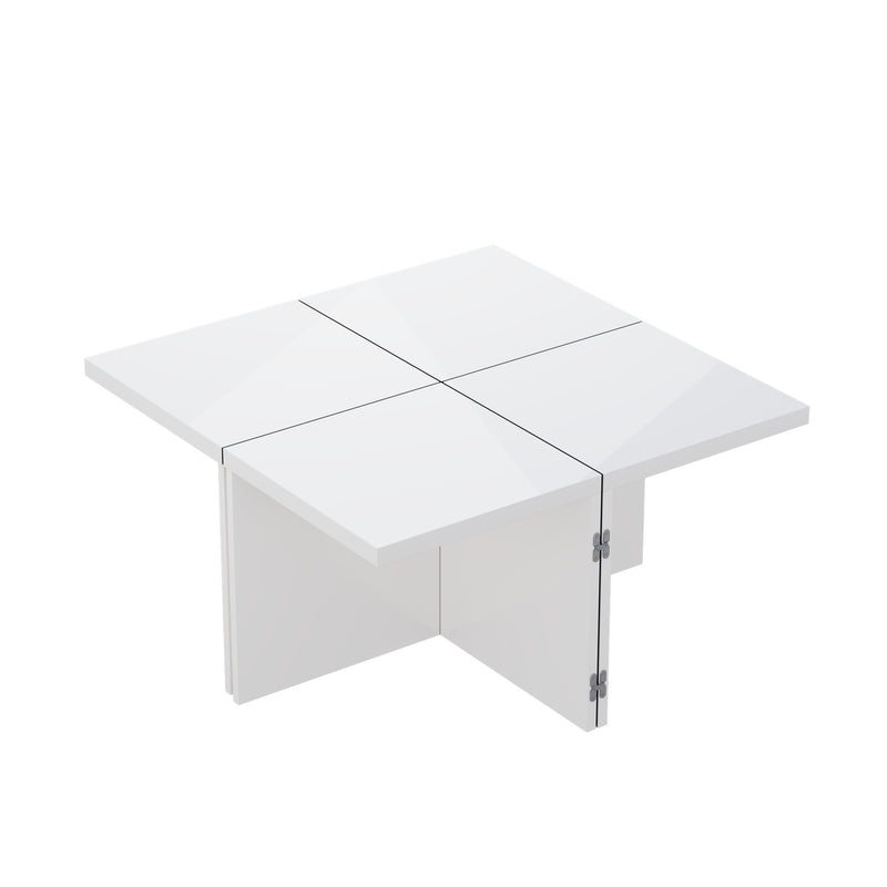 Ensemble de Tables Basses Modulables DIY Blanches Haute Brillance en Panneaux de Particules (81x81x40cm) UVVEDS