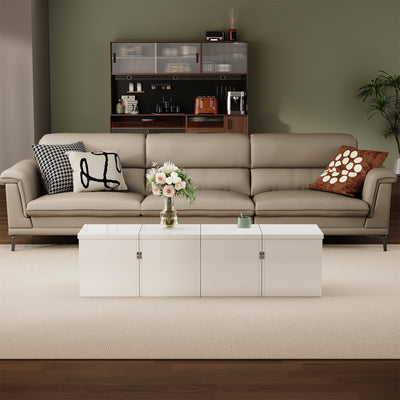 Ensemble de Tables Basses Modulables DIY Blanches Haute Brillance en Panneaux de Particules (81x81x40cm) UVVEDS