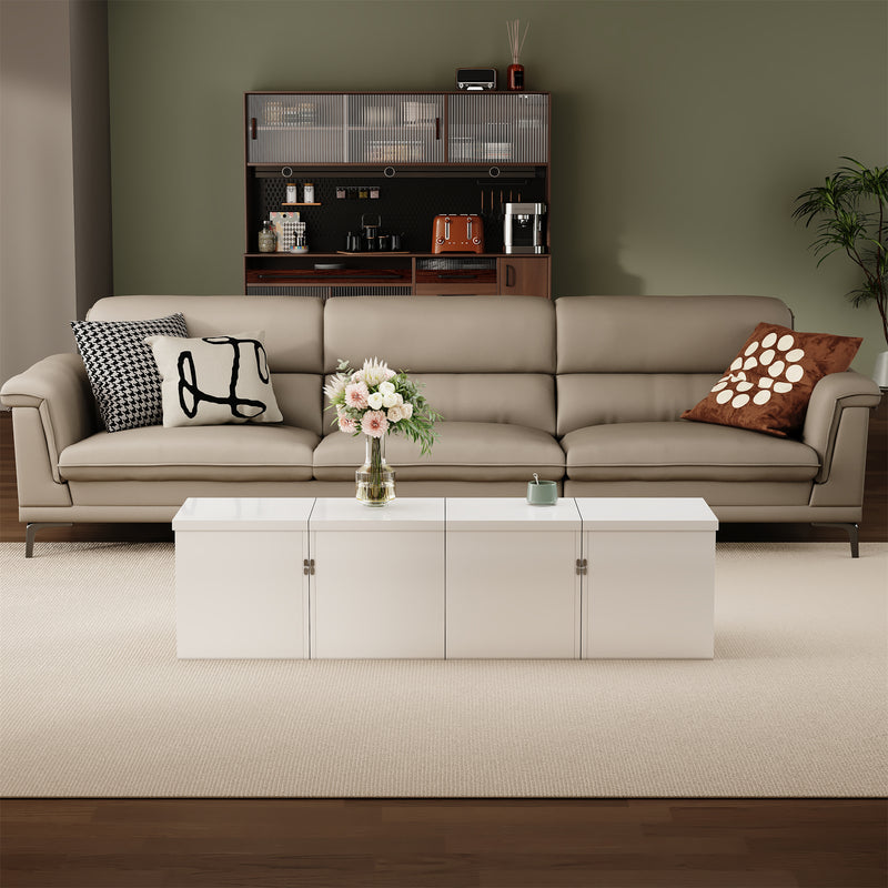 Ensemble de Tables Basses Modulables DIY Blanches Haute Brillance en Panneaux de Particules (81x81x40cm) UVVEDS