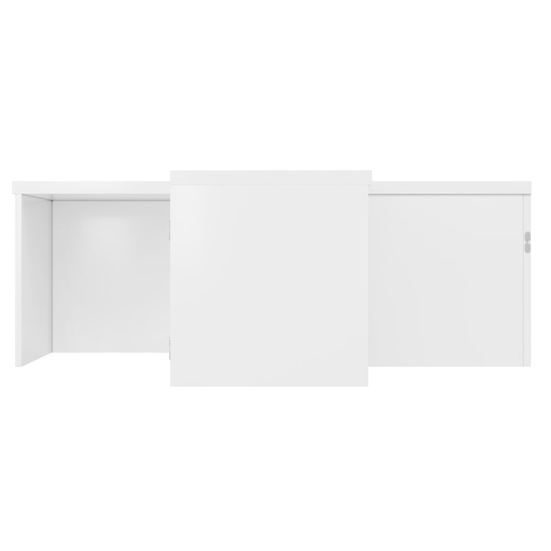 Ensemble de Tables Basses Modulables DIY Blanches Haute Brillance en Panneaux de Particules (81x81x40cm) UVVEDS