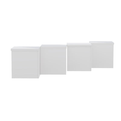 Ensemble de Tables Basses Modulables DIY Blanches Haute Brillance en Panneaux de Particules (81x81x40cm) UVVEDS