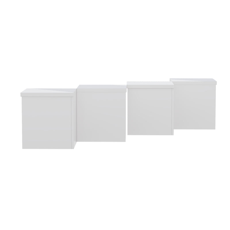 Ensemble de Tables Basses Modulables DIY Blanches Haute Brillance en Panneaux de Particules (81x81x40cm) UVVEDS