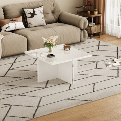 Ensemble de Tables Basses Modulables DIY Blanches Haute Brillance en Panneaux de Particules (81x81x40cm) UVVEDS
