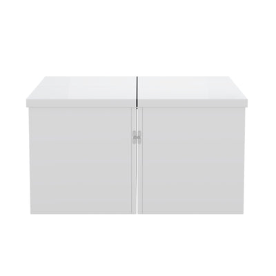 Ensemble de Tables Basses Modulables DIY Blanches Haute Brillance en Panneaux de Particules (81x81x40cm) UVVEDS