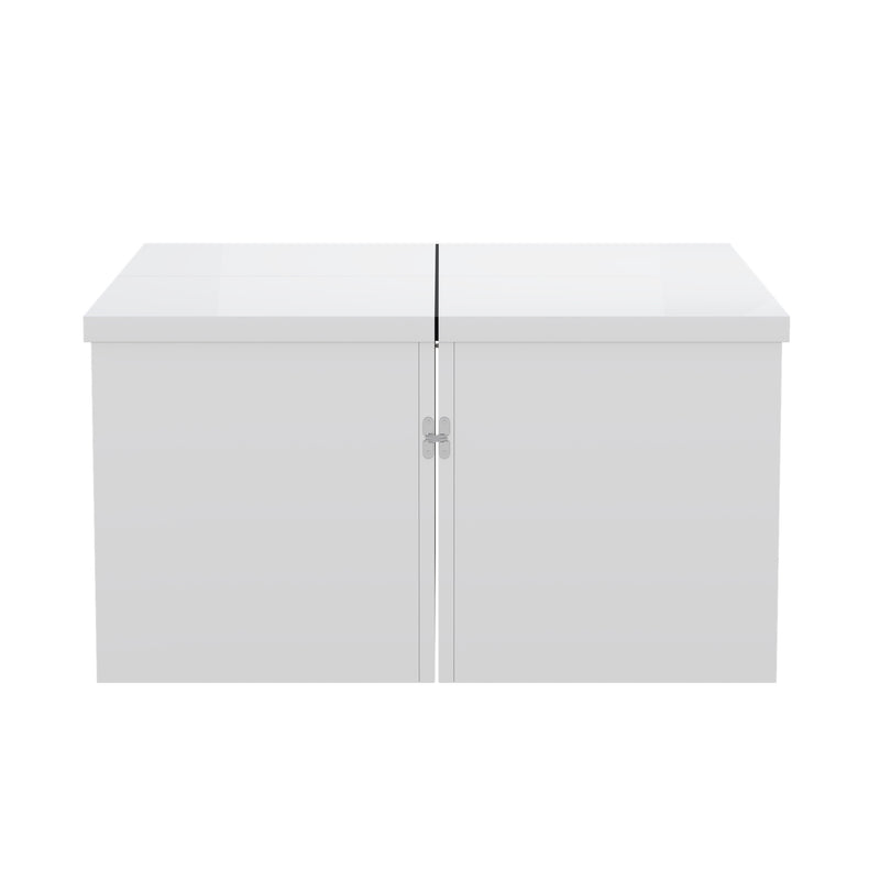 Ensemble de Tables Basses Modulables DIY Blanches Haute Brillance en Panneaux de Particules (81x81x40cm) UVVEDS