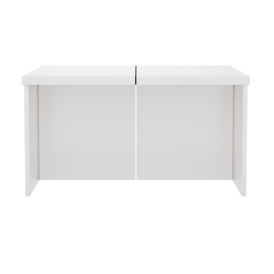 Ensemble de Tables Basses Modulables DIY Blanches Haute Brillance en Panneaux de Particules (81x81x40cm) UVVEDS