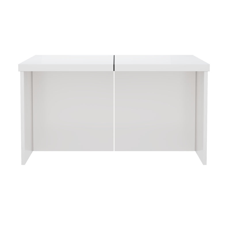 Ensemble de Tables Basses Modulables DIY Blanches Haute Brillance en Panneaux de Particules (81x81x40cm) UVVEDS