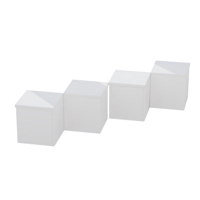 Ensemble de Tables Basses Modulables DIY Blanches Haute Brillance en Panneaux de Particules (81x81x40cm) UVVEDS