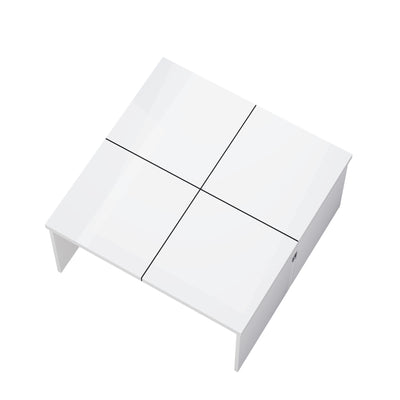 Ensemble de Tables Basses Modulables DIY Blanches Haute Brillance en Panneaux de Particules (81x81x40cm) UVVEDS