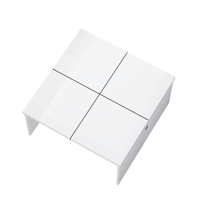 Ensemble de Tables Basses Modulables DIY Blanches Haute Brillance en Panneaux de Particules (81x81x40cm) UVVEDS