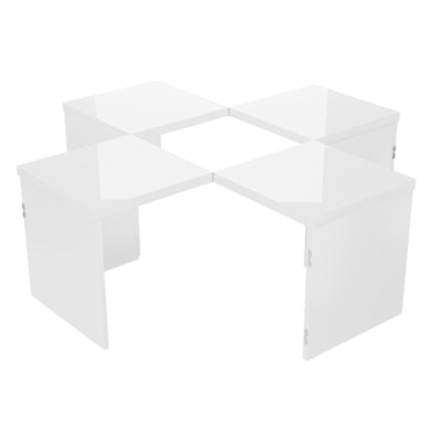 Ensemble de Tables Basses Modulables DIY Blanches Haute Brillance en Panneaux de Particules (81x81x40cm) UVVEDS
