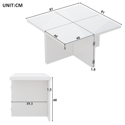 Ensemble de Tables Basses Modulables DIY Blanches Haute Brillance en Panneaux de Particules (81x81x40cm) UVVEDS