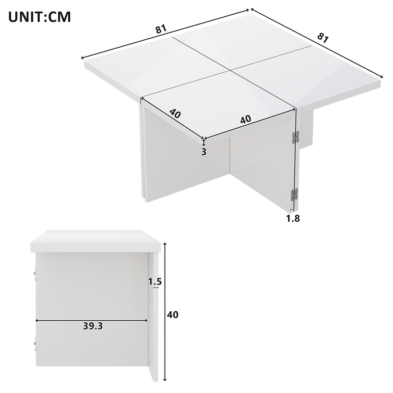Ensemble de Tables Basses Modulables DIY Blanches Haute Brillance en Panneaux de Particules (81x81x40cm) UVVEDS