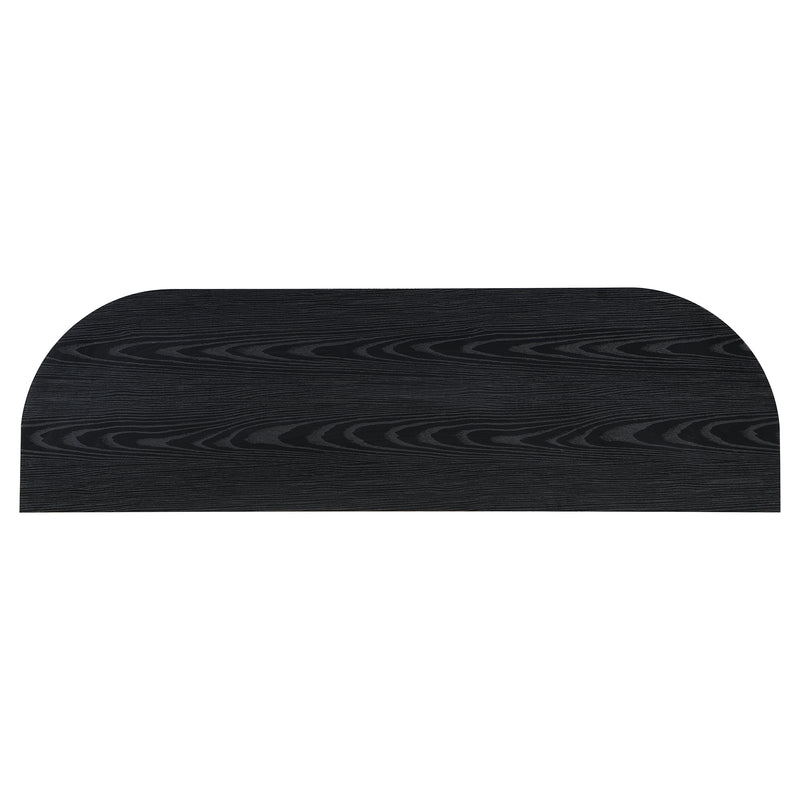 Buffet Noir Moderne avec Plateau Effet Bois, Design Courbé Anti-Choc et Rangement Flexible VECUTS BLACK
