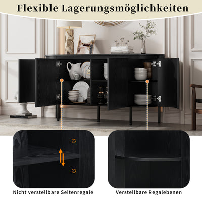 Buffet Noir Moderne avec Plateau Effet Bois, Design Courbé Anti-Choc et Rangement Flexible VECUTS BLACK