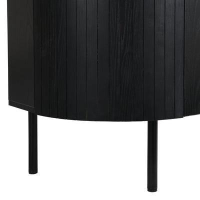 Buffet Noir Moderne avec Plateau Effet Bois, Design Courbé Anti-Choc et Rangement Flexible VECUTS BLACK