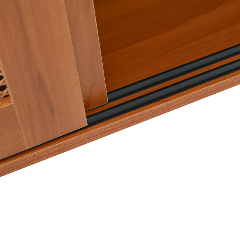 Table de Bar Extensible et Multifonctionnelle Marron avec Rangement en Rotin Artisanat VEENNA