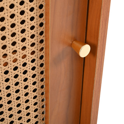 Table de Bar Extensible et Multifonctionnelle Marron avec Rangement en Rotin Artisanat VEENNA