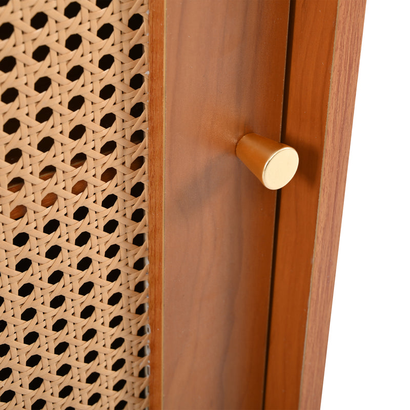 Table de Bar Extensible et Multifonctionnelle Marron avec Rangement en Rotin Artisanat VEENNA