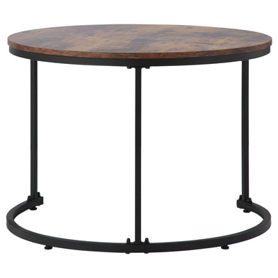 Ensemble de 2 Tables Basses Rondes Gigognes Modernes en MDF Effet Bois et Métal (Marron)