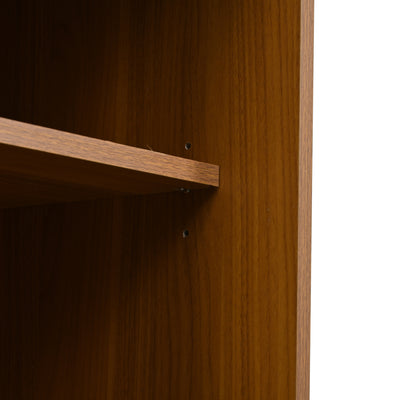 Buffet Contemporain Noyer avec Portes Coulissantes en Rotin et Rangement Polyvalent VISIENS