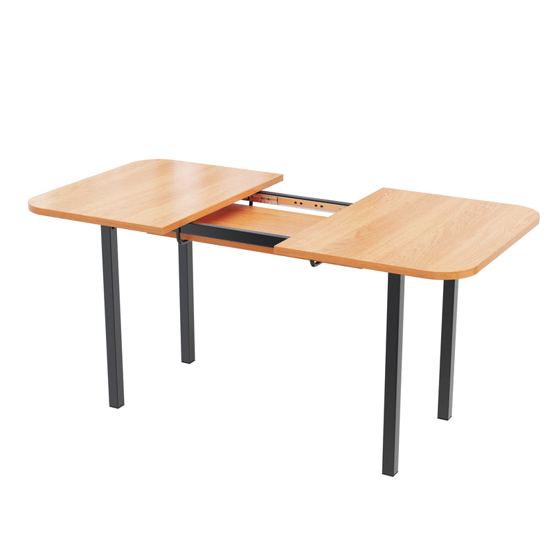 Table de Salle à Manger Extensible en Chêne Blanc Américain avec Piètement en Alliage Robuste (120-160cm) VOLKAE