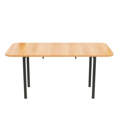 Table de Salle à Manger Extensible en Chêne Blanc Américain avec Piètement en Alliage Robuste (120-160cm) VOLKAE