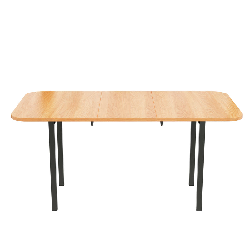 Table de Salle à Manger Extensible en Chêne Blanc Américain avec Piètement en Alliage Robuste (120-160cm) VOLKAE