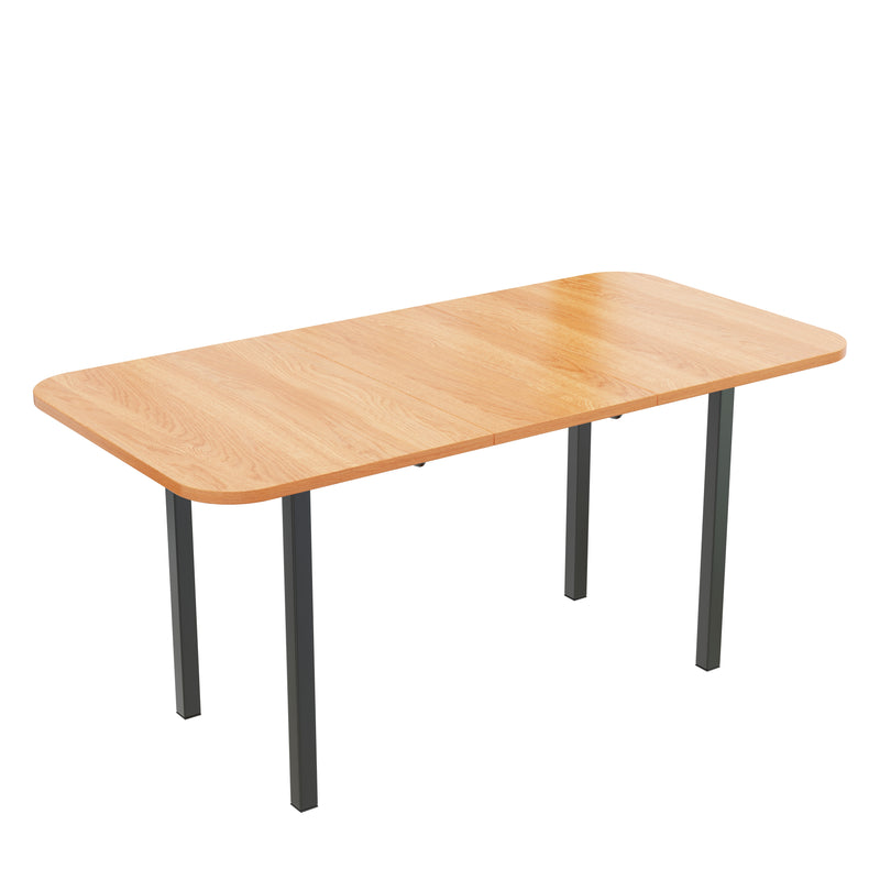 Table de Salle à Manger Extensible en Chêne Blanc Américain avec Piètement en Alliage Robuste (120-160cm) VOLKAE
