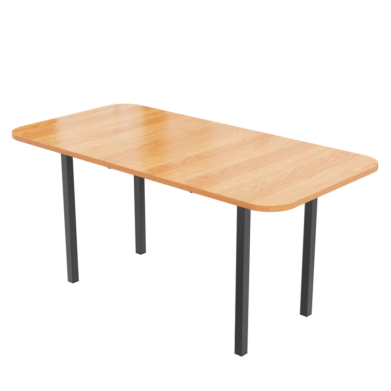 Table de Salle à Manger Extensible en Chêne Blanc Américain avec Piètement en Alliage Robuste (120-160cm) VOLKAE